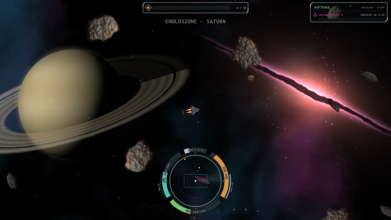 Endloszone bei Saturn: der Riss ist rot-magenta und gehört zu den Gegnern